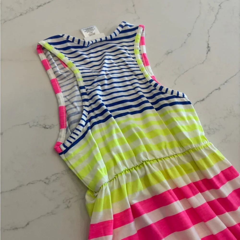 Striped Maxi Dress in Pink, Yellow, and Blue